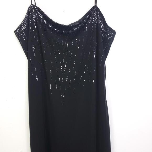 Vintage Dress Womens Large 90s Prom Maxi Hoco Witchy Square Neck Bling Bodice - Picture 11 of 11